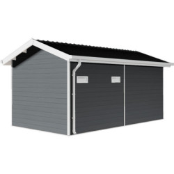 Abri premium bois composite avec terrasse gris clair Woodlife Garden
