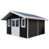 Abri premium bois composite double pente 14,75m² gris Woodlife Garden