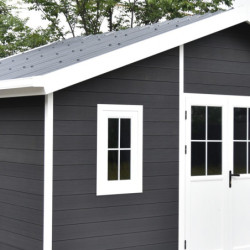 Abri premium bois composite double pente 14,75m² gris Woodlife Garden