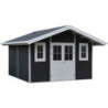 Abri premium bois composite double pente 14,75m² gris Woodlife Garden