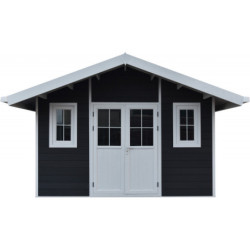 Abri premium bois composite double pente 14,75m² gris Woodlife Garden