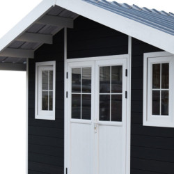 Abri premium bois composite double pente 14,75m² gris Woodlife Garden