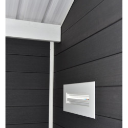 Abri premium bois composite double pente 14,75m² gris Woodlife Garden