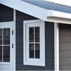 Abri premium bois composite double pente 14,75m² gris Woodlife Garden