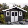 Abri premium bois composite double pente 14,75m² gris Woodlife Garden