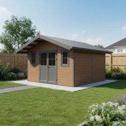 Abri premium moderne en bois composite 14,75m² marron Woodlife Garden