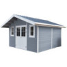 Abri premium bois composite double pente 15m² gris clair Woodlife Garden