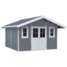 Abri premium bois composite double pente 15m² gris clair Woodlife Garden