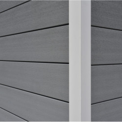 Abri premium bois composite double pente 15m² gris clair Woodlife Garden