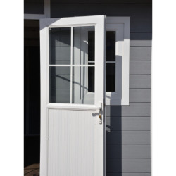 Abri premium bois composite double pente 15m² gris clair Woodlife Garden