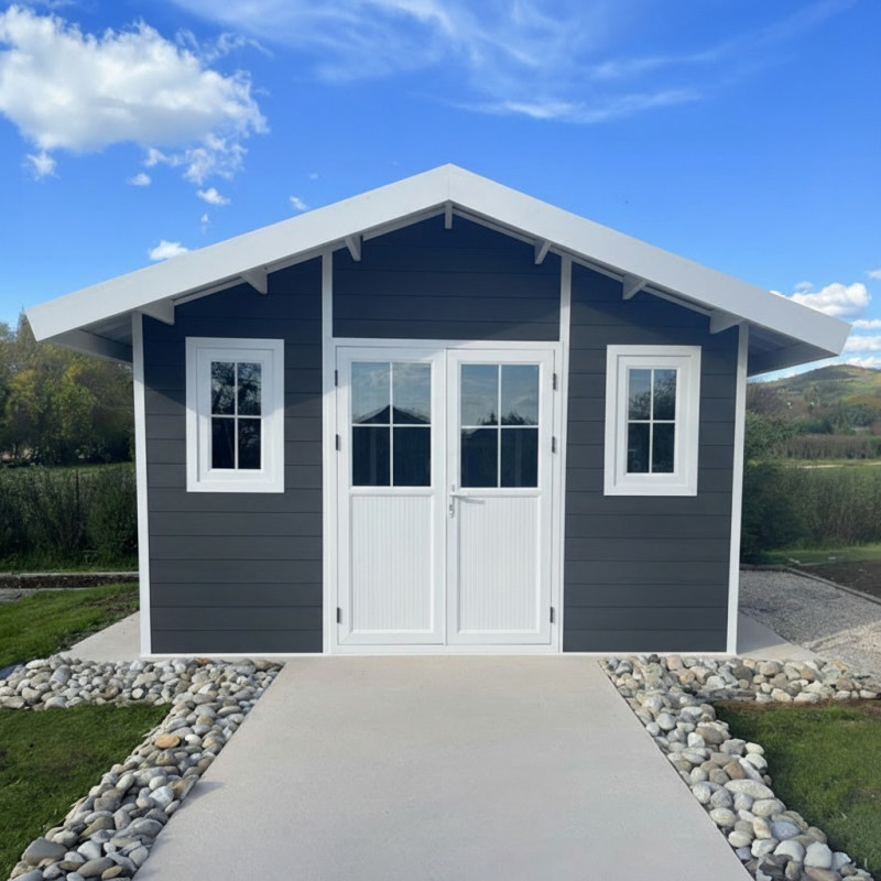 Abri jardin premium bois composite 10,7m² anthracite Woodlife Garden