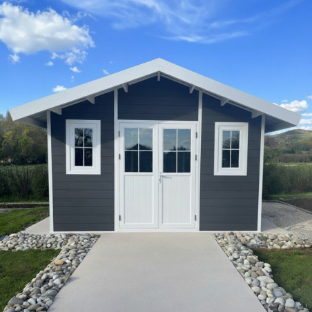 Abri jardin premium bois composite 10,7m² anthracite Woodlife Garden