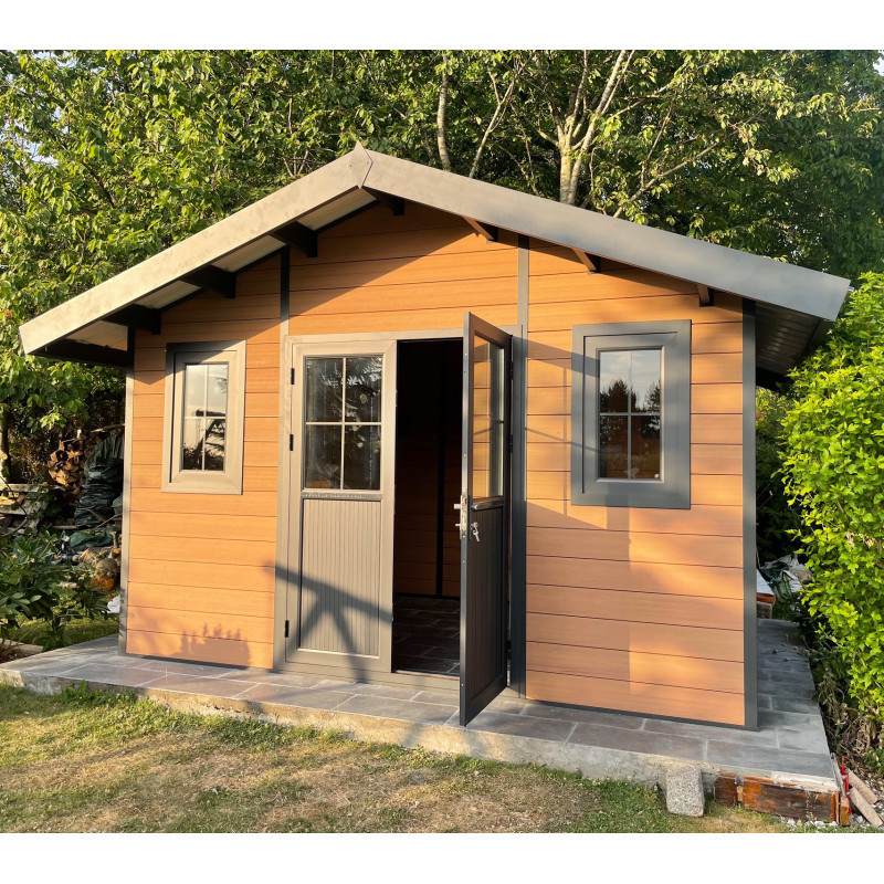 Abri jardin premium bois composite 10,7m² marron Woodlife Garden