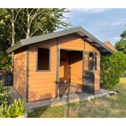 Abri jardin premium bois composite 10,7m² marron Woodlife Garden