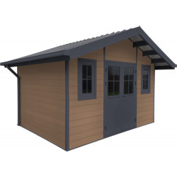Abri jardin premium bois composite 10,7m² marron Woodlife Garden