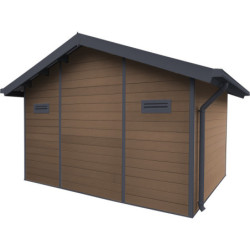 Abri jardin premium bois composite 10,7m² marron Woodlife Garden