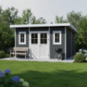 Abri toit plat composite anthracite 14,90m² porte alu Woodlife Garden