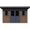 Abri toit plat composite aspect bois 14,90m² porte alu Woodlife Garden