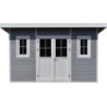 Abri toit plat composite gris clair 14,90m² porte alu Woodlife Garden