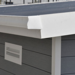 Abri toit plat composite gris clair 14,90m² porte alu Woodlife Garden