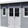 Abri toit plat composite gris clair 14,90m² porte alu Woodlife Garden