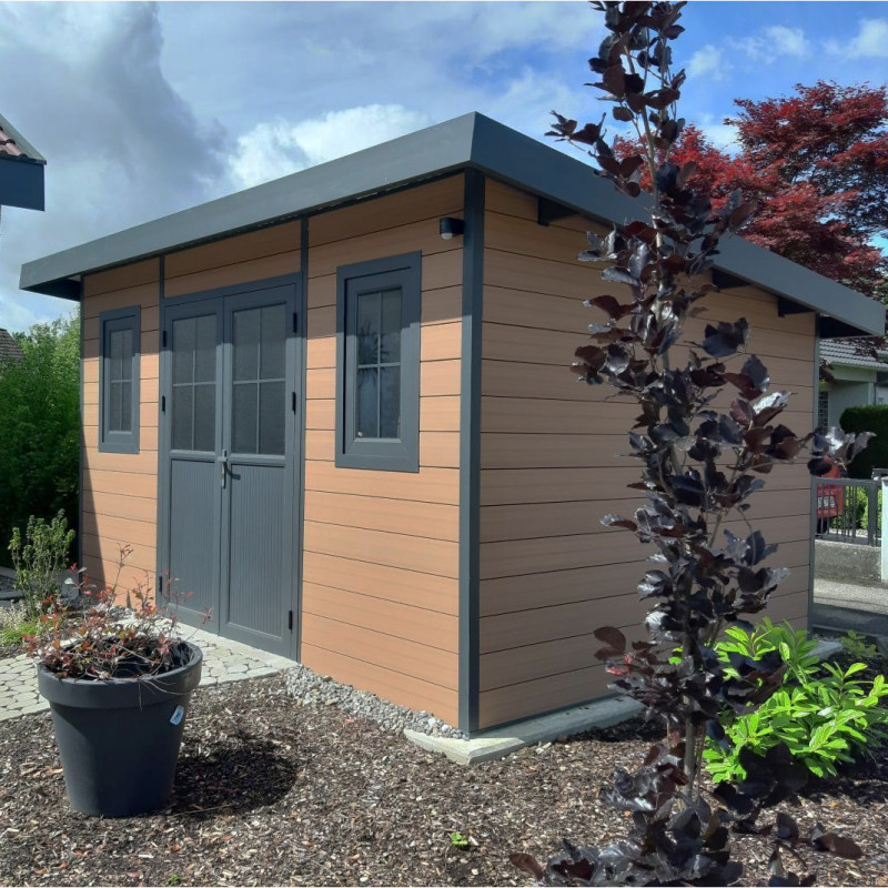 Abri toit monopente composite aspect bois 12m² Woodlife Garden