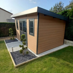 Abri toit monopente composite aspect bois 12m² Woodlife Garden