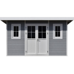 Abri toit monopente composite couleur gris clair 12m² Woodlife Garden