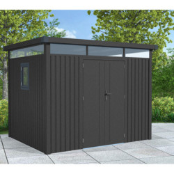 Abri 6,76m² en acier gris foncé 0,4mm Kosto avec fixations - X-Métal