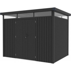 Abri 6,76m² en acier gris foncé 0,4mm Kosto avec fixations - X-Métal