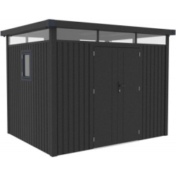 Abri 6,76m² en acier gris foncé 0,4mm Kosto avec fixations - X-Métal