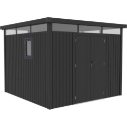 Abri 8,64m² en acier gris foncé 0,4mm Kosto fixations dalle - X-Métal