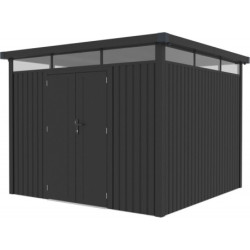 Abri 8,64m² en acier gris foncé 0,4mm Kosto fixations dalle - X-Métal