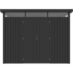 Abri 8,64m² en acier gris foncé 0,4mm Kosto fixations dalle - X-Métal