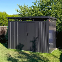 Abri 8,64m² en acier gris foncé 0,4mm Kosto fixations dalle - X-Métal