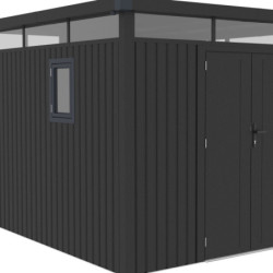 Abri 8,64m² en acier gris foncé 0,4mm Kosto fixations dalle - X-Métal