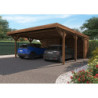 Carport double avec débarras 39m² bois autoclave Léon - Forest Style