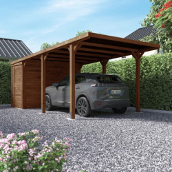 Carport 1 voiture avec débarras 20,9m² bois traité Léon - Forest Style