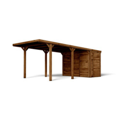 Carport 1 voiture avec débarras 20,9m² bois traité Léon - Forest Style