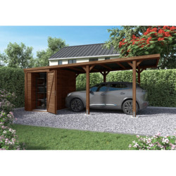 Carport 1 voiture avec débarras 20,9m² bois traité Léon - Forest Style