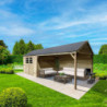 Abri de jardin en bois traité 19mm Cambrai 8,62m² avec terrasse - Solid