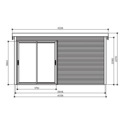 Abri de jardin Faro 12,25m² en bois traité autoclave 28mm - SOLID