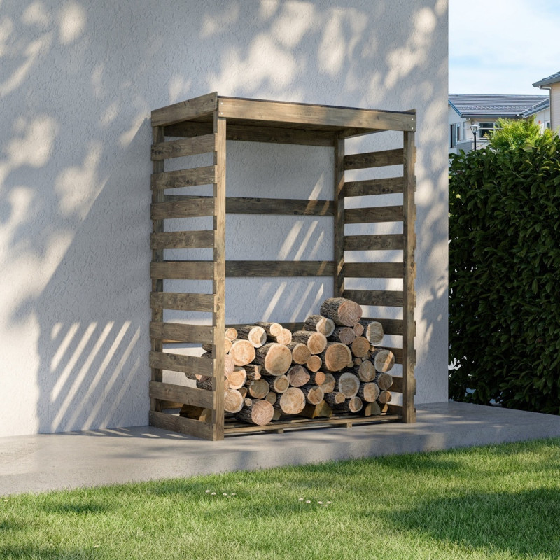 Abri bûches en bois traité vert - 120x82cm - Colombus - Cerland