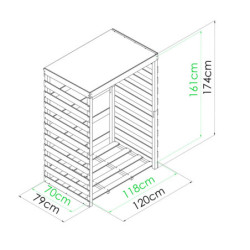 Abri bûches en bois traité vert - 120x82cm - Colombus - Cerland