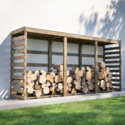 Abri bûches en bois traité vert - 356x82cm - Colombus - Forest Style