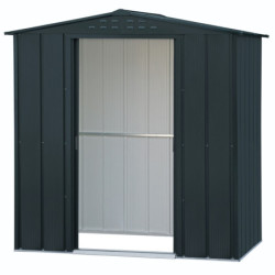 Abri de jardin gris en métal imitation bois 2,48m² sécurisé - Duramax