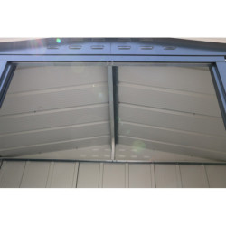 Abri de jardin gris en métal imitation bois 2,48m² sécurisé - Duramax