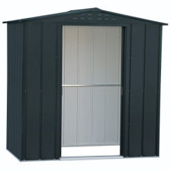 Abri de jardin gris en métal imitation bois 2,48m² sécurisé - Duramax