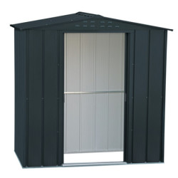 Abri de jardin gris en métal imitation bois 2,48m² sécurisé - Duramax