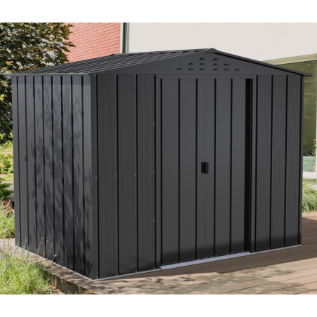 Abri de jardin gris en métal imitation bois 4,75m² sécurisé - Duramax